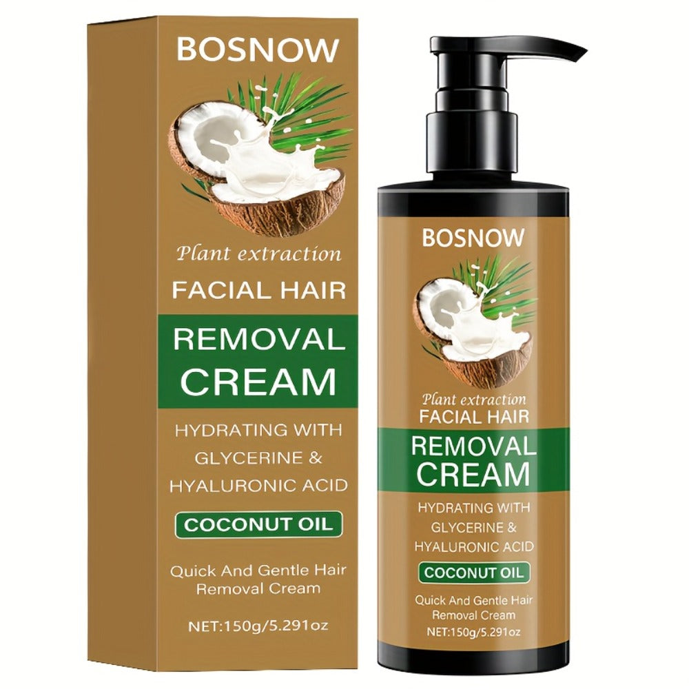 Hair Removal Cream BOSNOW 150g Coconut Oil Pump Bottle with Carton for External Body Grooming
