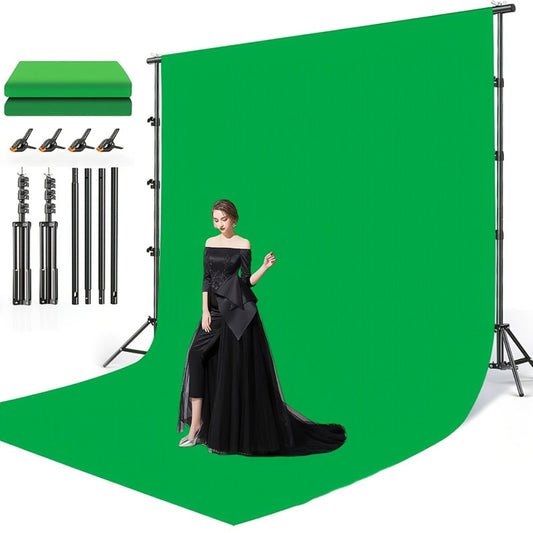 Green Screen Backdrop with Stand Kit 10x10Ft Chroma Key Background 7.5x10Ft Portable Stand with Carrying Bag 4 Clamps for Photoshoot
