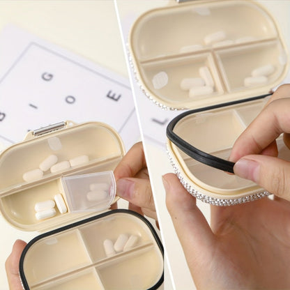 Seven-Compartment Travel Pill Organizer in Nine Square or Oblong Rhinestone Color Checkouts