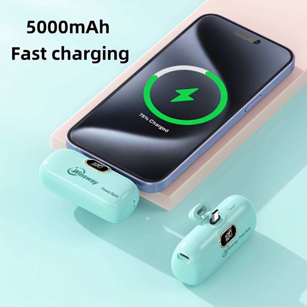 Winsway 5000mAh Mini Portable Charger Type-C Metal Plug with LED LCD Display for an Everyday Personal Care Routine