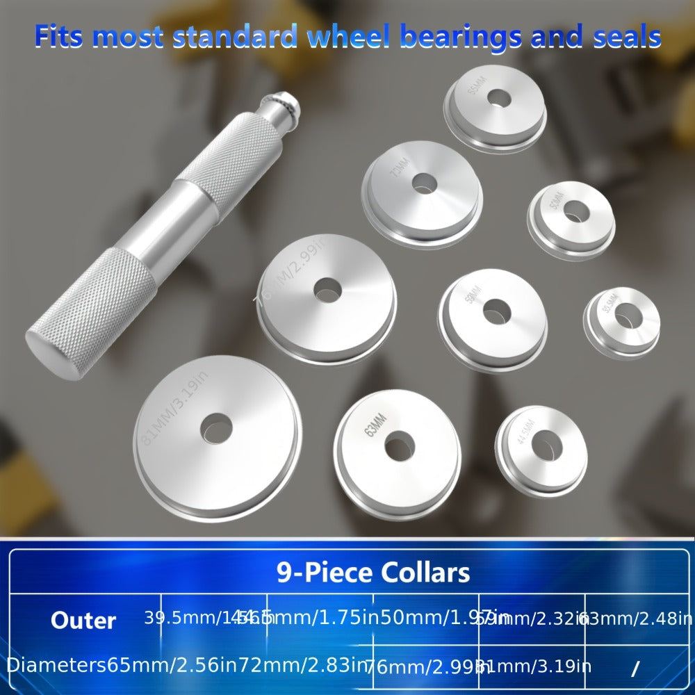 Bearing Press Kit 10-Piece – Bearing Race & Seal Bushing Driver Installation Set with 9 Double-Sided Adapters for Automotive Bearing