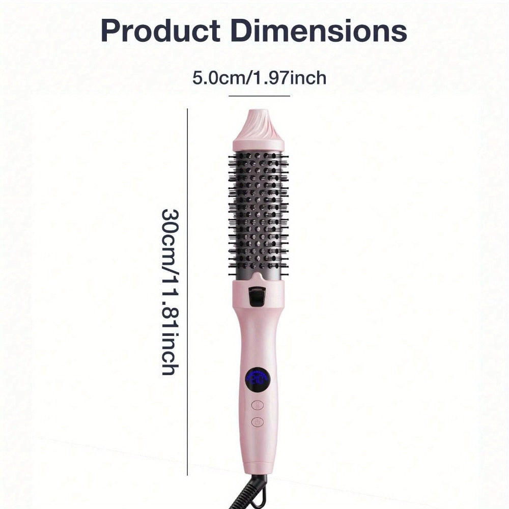 2-in-1 Hot Air Brush Straightener & Curler with Negative Ion Technology, Frizz-Free Blowout Brush with Adjustable Temp Control