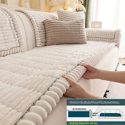Sofa Cushion Cover Plush Velvet Washable Seat Pad Wavy Edge Soft Kapok Filling for Couch Loveseat 1 2 3 4 Seater