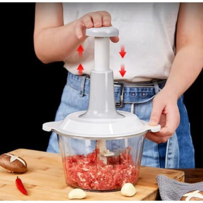 Manual Food Chopper 2L Pull Cord Vegetable Chopper Onion Mincer Garlic Press Meat Grinder for Home Cooking, Dining and Outdoor Meals