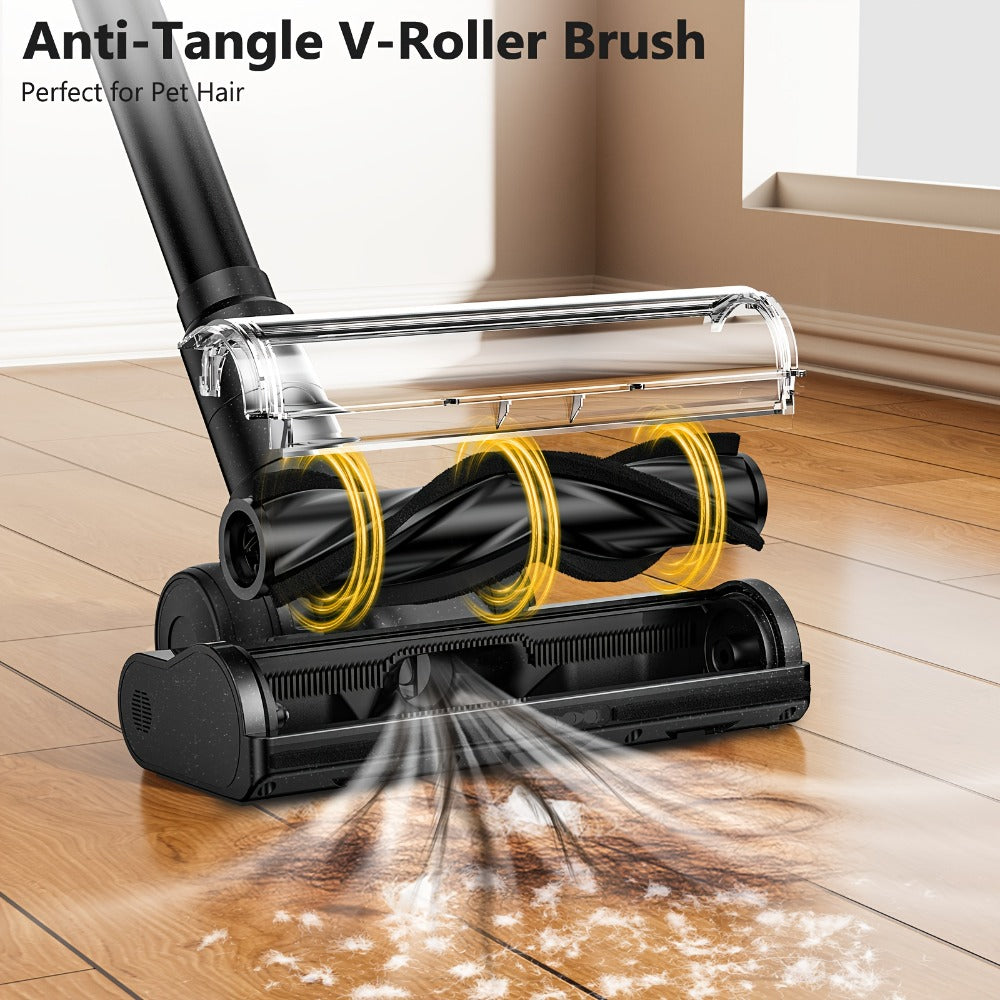 Cordless Stick Vacuum Cleaner 45KPA 8-in-1 with Anti-Tangle Brush Green Light Detection for Carpet Pet Hair Hardwood Tile Floor