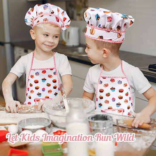 Kids Cooking & Baking Set 24 PCS, Chef Hat & Apron Dress-Up Costume with Baking Accessories for Girls Boys Ages 3-10