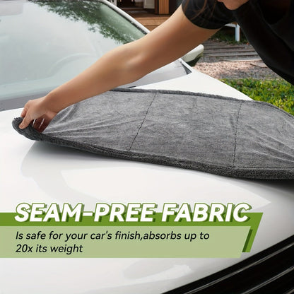 Microfiber Car Drying Towel 1300GSM – Edgeless Streak-Free Quick-Dry Detailing Towel, High Absorbency, XL Size 24x16" & 24x36" for Car