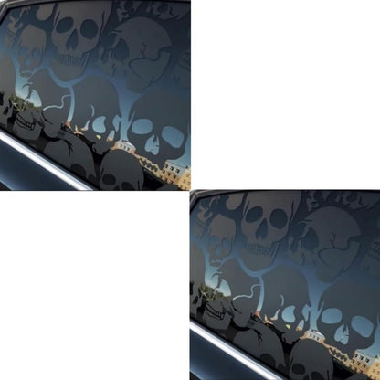 Two-Piece Gothic Skull Car Window Decals in Type A, C or D Artwork with Small or Large Sizes