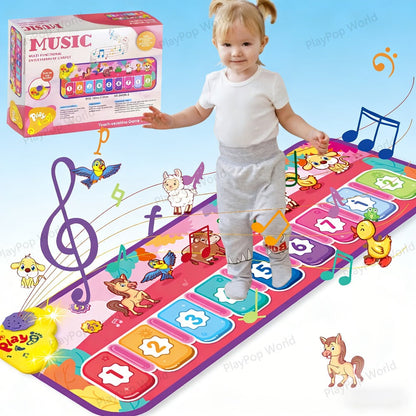 Kids Piano Mat Farm Animal, Musical Play Mat for Babies & Toddlers, Sensory Dance Keyboard Touch Blanket