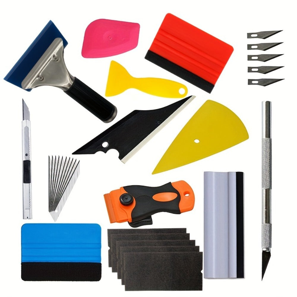 Car Window Tint Film Tool Kit 19/31pcs, Auto Window Film Installation Set with Squeegee Scraper, Plastic & Cowhide Scraper