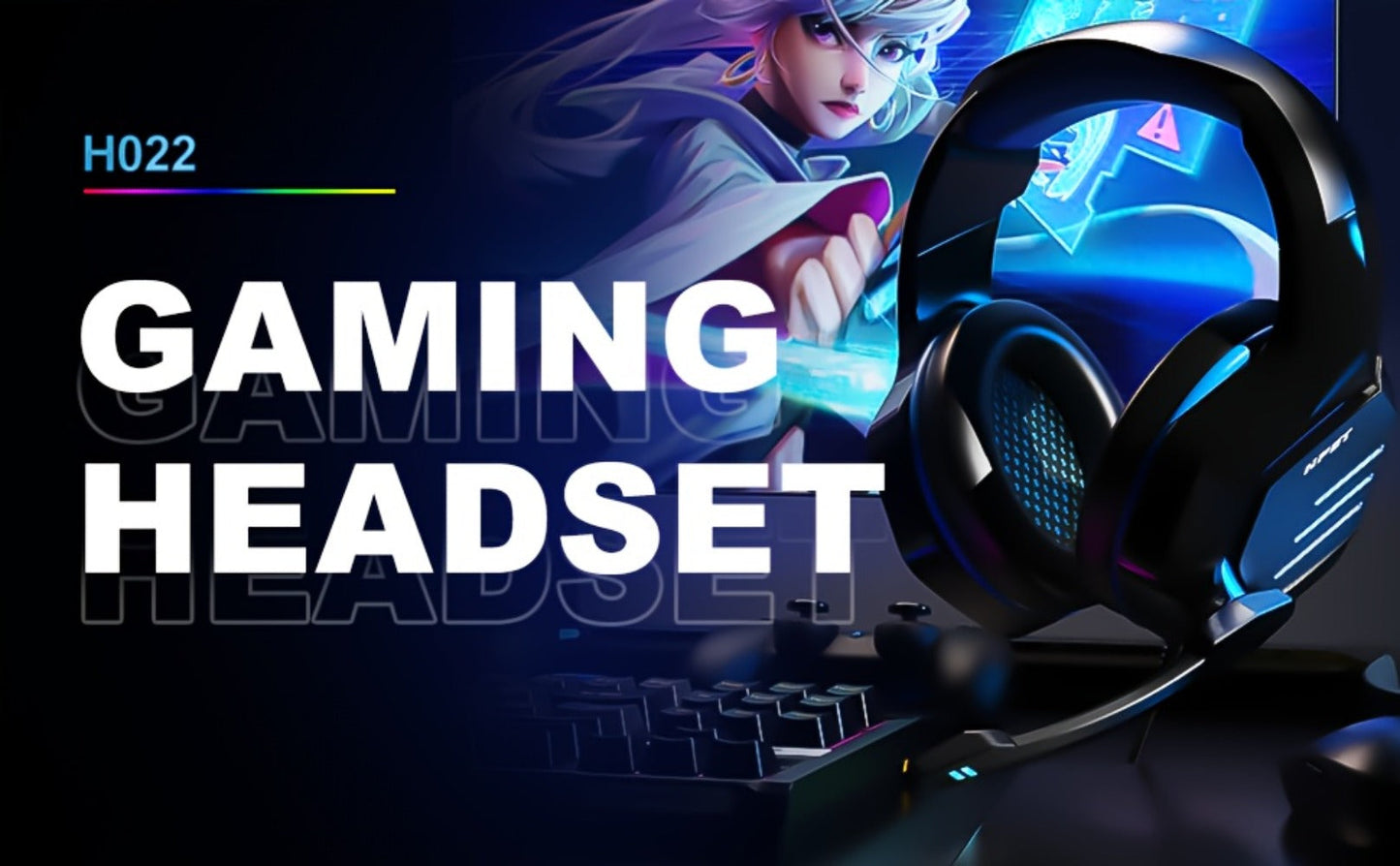 NPET Gaming Headset PS4 PS5 Xbox One PC Noise Cancelling Mic Stereo Over-Ear for Bedside Audio, Alarms and Room Entertainment