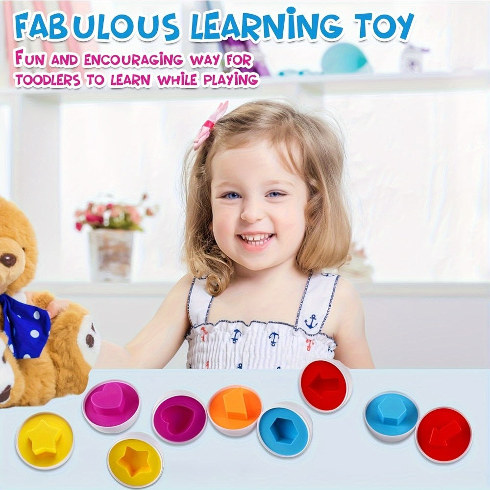 Color & Shape Matching Eggs Toy for Toddlers, Montessori Sorter Puzzle Set, Sensory Early Learning Fine Motor Skills Toy