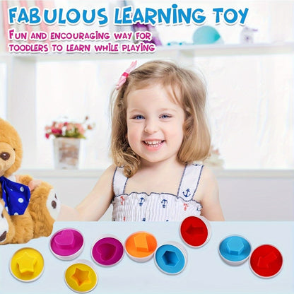 Color & Shape Matching Eggs Toy for Toddlers, Montessori Sorter Puzzle Set, Sensory Early Learning Fine Motor Skills Toy