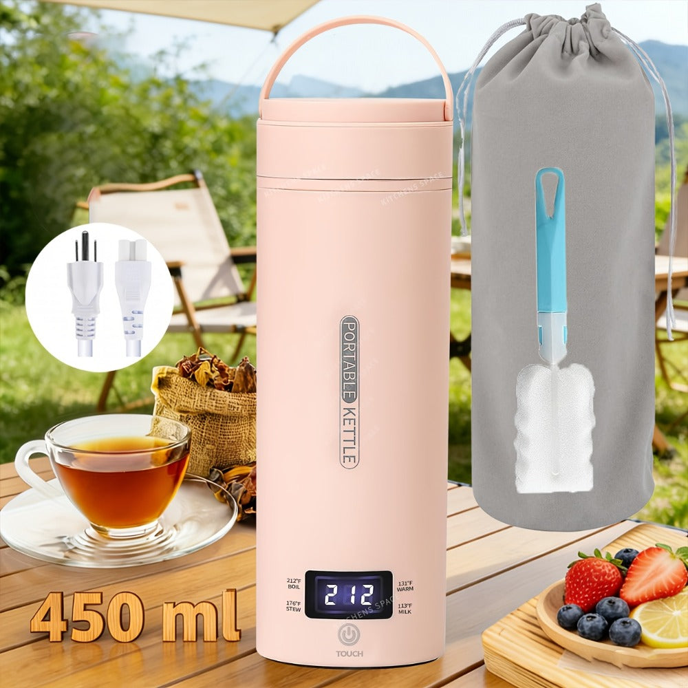 Travel Electric Kettle Mini Portable, Small Water Boiler with 4 Temperature Settings, 304 Stainless Steel