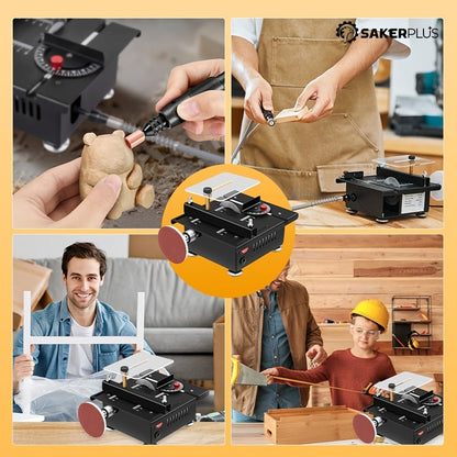 SakerPlus Mini Table Saw - 120/136pcs Multifunctional Portable All-in-One Machine, 7-Speed Adjustable