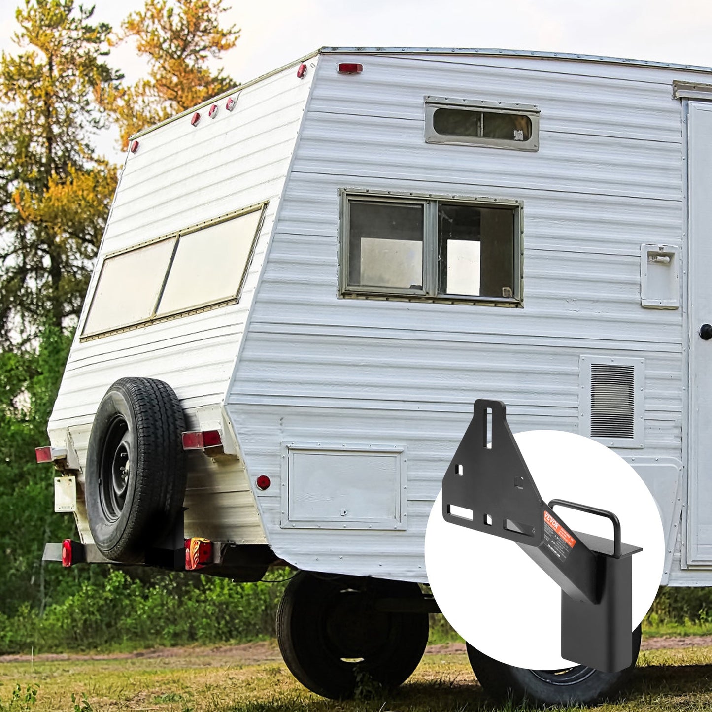 Trailer Spare Tire Carrier Mount 160 lbs Capacity Wrought Iron Black Powder Coat Fits 4 5 6 8 Lug Wheels Multiple Bolt Patterns Marine