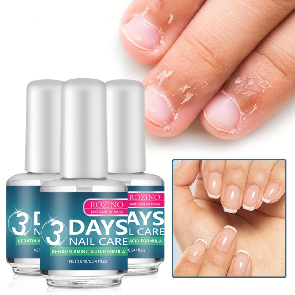 Keratin Nail Strengthening Oil 3-Pack – 3-Day Visible Results Quick-Drying Moisturizing Nail Care Oil, Prevents Peeling Breakage