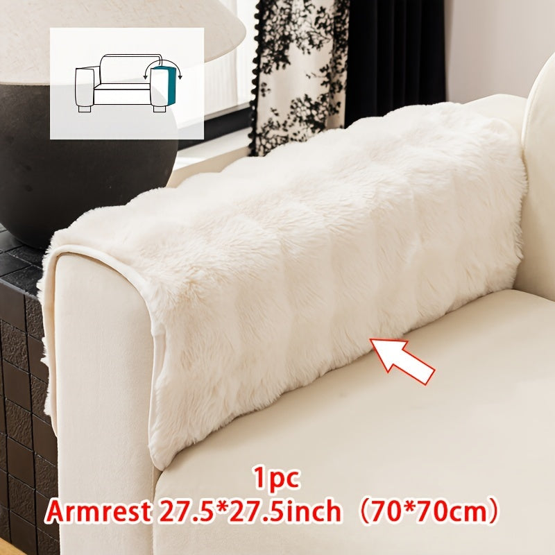 Sofa Cover Thick Faux Rabbit Plush Panels with Backing Detail for Seat, Armrest, Backrest or Pillowcase