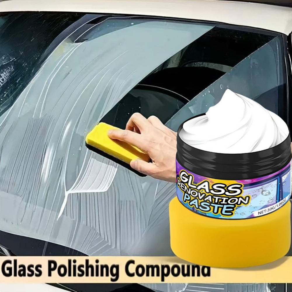 Car Glass Polishing Compound 30g – Windshield & Rearview Mirror Scratch Remover, Brightening Polish with Protective Coating for Auto Glass