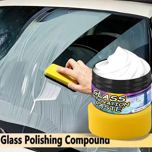 Car Glass Polishing Compound 30g – Windshield & Rearview Mirror Scratch Remover, Brightening Polish with Protective Coating for Auto Glass