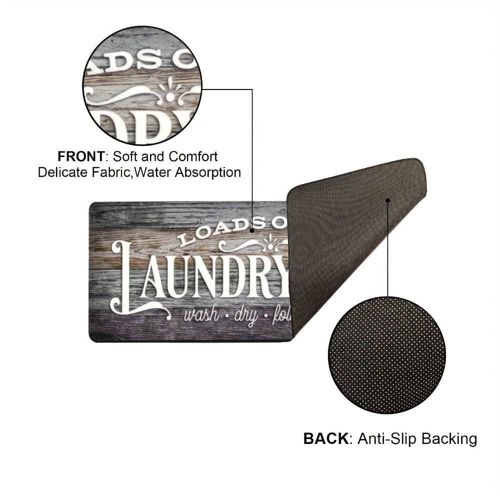 Farmhouse Laundry Room Runner Rug – Retro Kitchen & Bathroom Mat, Anti-Slip Floor Runner for Laundry Room