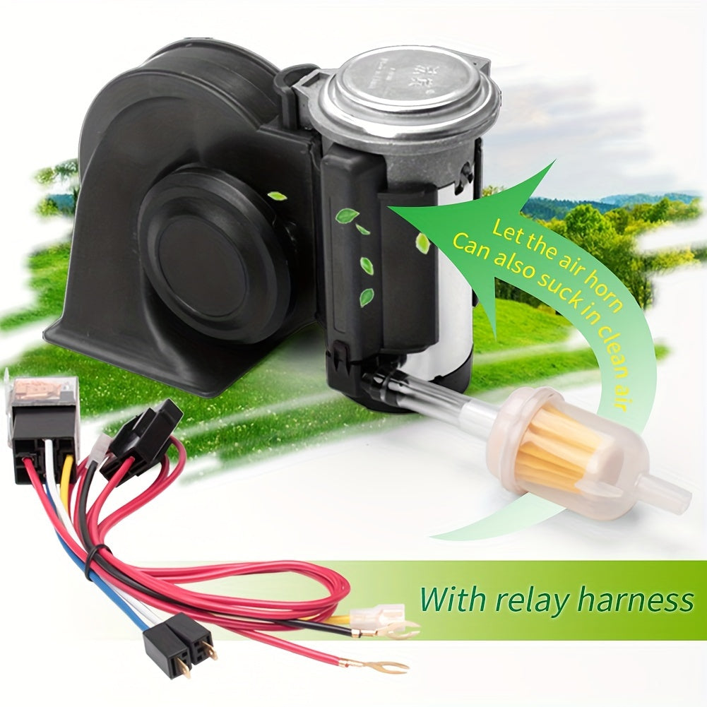 Snail Air Horn Kit Super Loud 12V 24V for Truck Car Motorcycle with Copper Compressor Relay Harness & Button Universal Fit