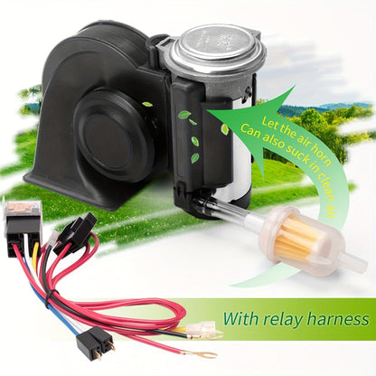 Snail Air Horn Kit Super Loud 12V 24V for Truck Car Motorcycle with Copper Compressor Relay Harness & Button Universal Fit