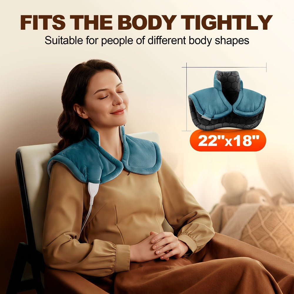 Graphene Heating Pad for Neck Shoulders & Back – 130W Weighted Electric Pad, Soft Flannel, Multiple Heat Settings, Timer & Auto Shut-Off