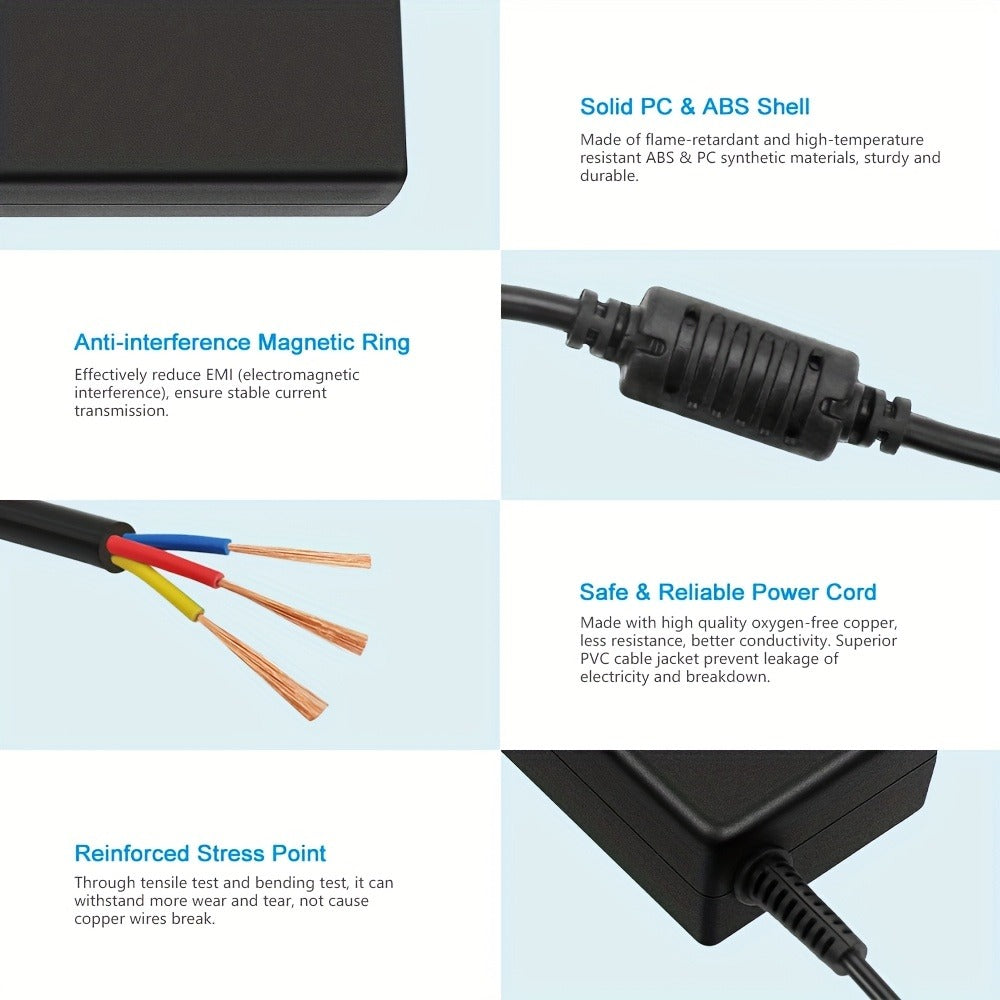 Universal DC Power Adapter 19V 3.42A 65W – ALITOVE Laptop Charger & Monitor Power Supply with 9 Interchangeable Tips