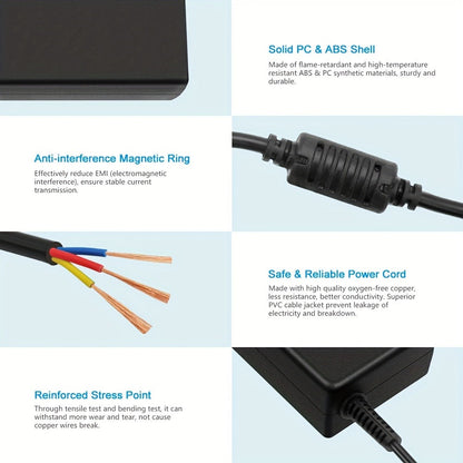 Universal DC Power Adapter 19V 3.42A 65W – ALITOVE Laptop Charger & Monitor Power Supply with 9 Interchangeable Tips
