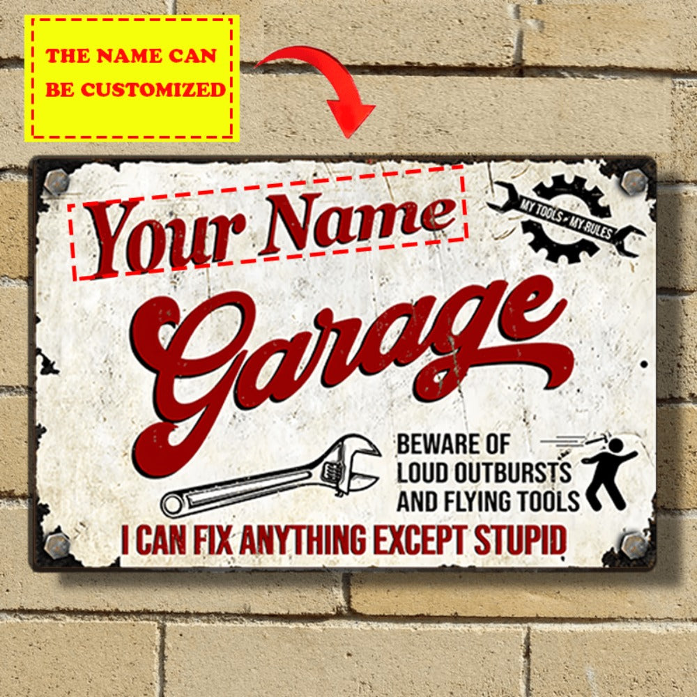 Personalized Metal Garage Sign - Custom Aluminum Wall Decor for Man Cave, Workshop & Home - Vintage Style