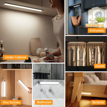 Motion Sensor Cabinet Light LED Under Cabinet Lights USB Rechargeable 3 Color Dimmable with Remote Control Magnetic Wireless Night Light