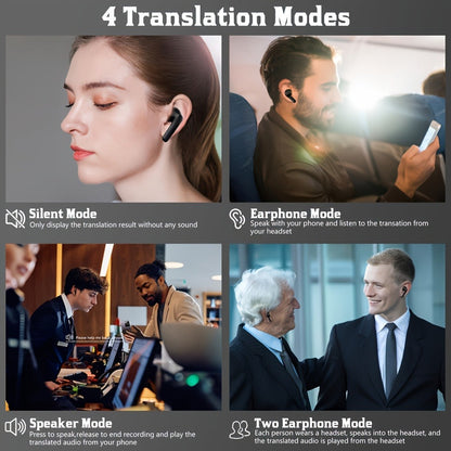 Open-Ear AI Translation Earbuds 144 Languages Real-Time Translator, Wireless Translator Headphones USB-C Charging