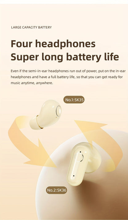 Four-Earbud Wireless Set with Two In-Ear Styles, Digital Charging Case and Three Color Options