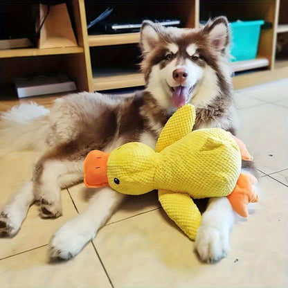 Large Plush Duck Dog Toy with Squeaker – Bite-Resistant Soft Chew Toy for Puppies & Large Breed Dogs, Durable Teething Toy for Golden