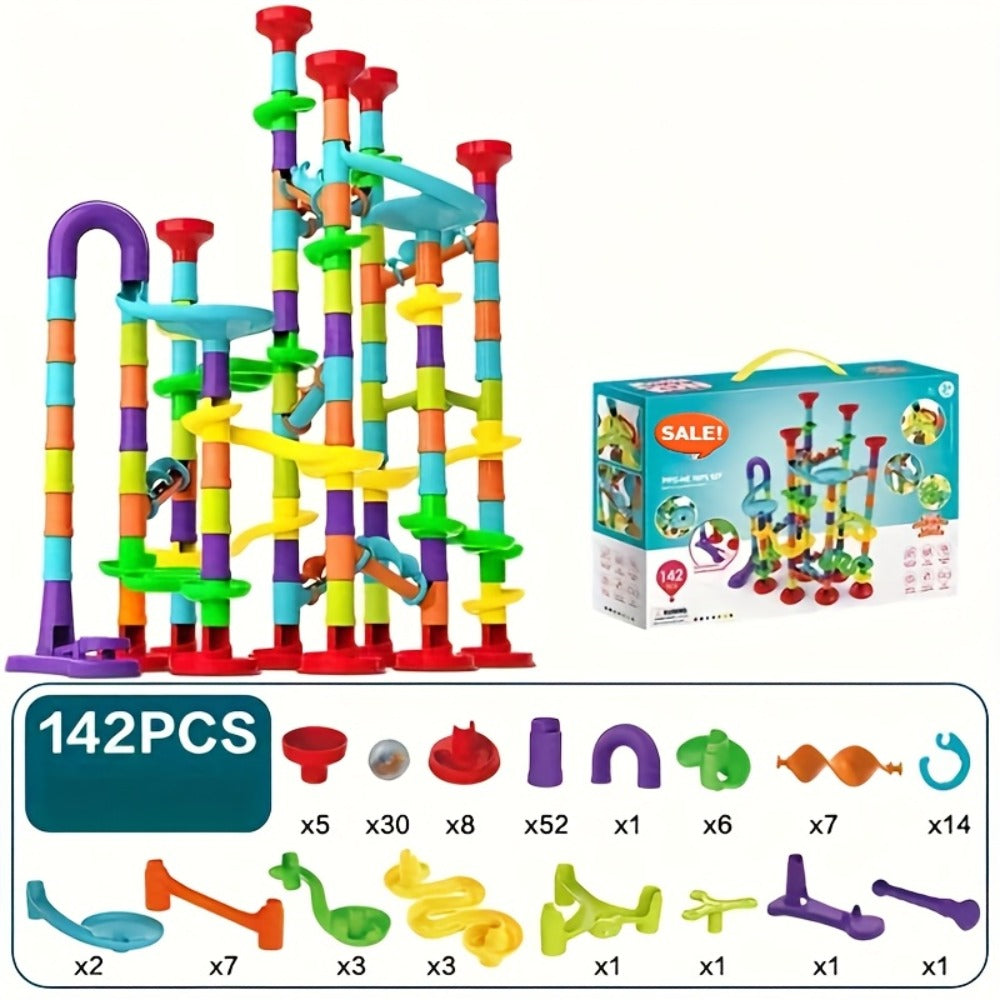 Marble Run Set Building Blocks for Kids 112/147pcs with Glass Marbles with the Listed Color, Size or Set Options for Everyday Use