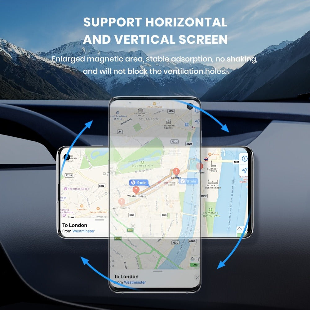 Two-Pack Magnetic Car Phone Mount with Round 4.6cm Heads, Short Bodies and Black Adhesive Dashboard Bases