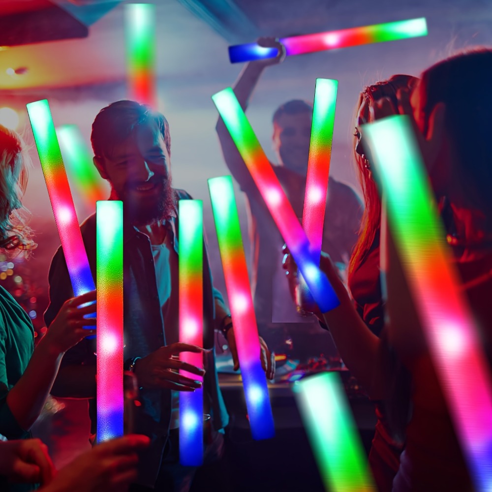 LED Glow Sticks Party Set, Foam Glow Sticks with 3 Light Modes, Glow Glasses, Headbands & Finger Lights for Rave