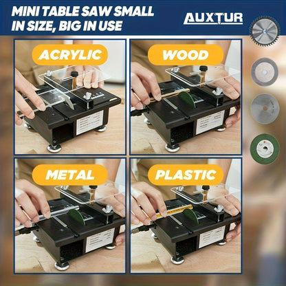 Mini Table Saw Multifunctional Desktop Cutting Machine, 100W Motor, 7-Speed Adjustable, 0-90° Angle Cut