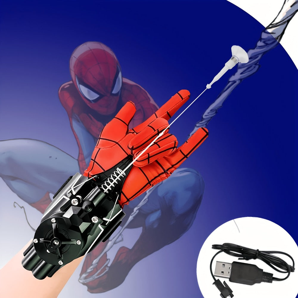 Superhero Web Shooter Toy for Kids, 9.4 Ft Rope Launcher, USB Rechargeable, Spider Hero Role Play Gift for Boys & Girls
