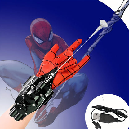 Superhero Web Shooter Toy for Kids, 9.4 Ft Rope Launcher, USB Rechargeable, Spider Hero Role Play Gift for Boys & Girls