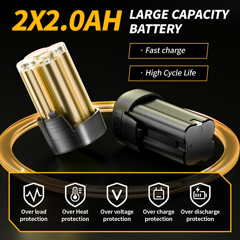 Cordless Electric Ratchet Wrench Set 3/8 inch Variable Speed Trigger Grip 9 Sockets Lithium-Ion for Home, Garage and DIY Projects