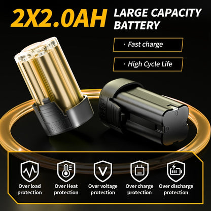Cordless Electric Ratchet Wrench Set 3/8 inch Variable Speed Trigger Grip 9 Sockets Lithium-Ion for Home, Garage and DIY Projects