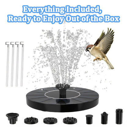 1.4W Solar Fountain Pump Kit with 16 cm Disc, Seven Spray Modes, Float Ring and Four Stabilizing Rods