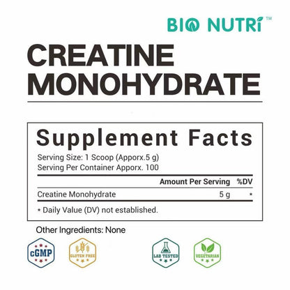 Creatine Monohydrate Powder 5000mg Per Serving 500g Pure Micronized Unflavored - Pre & Post Workout Supplement for Strength