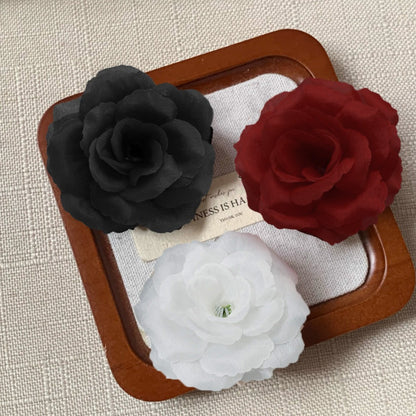 Artificial Rose Heads with Stems, 50-Piece Silk-Labeled Set in Champagne, Silver, Pink, Wine Red, Blue or Orange