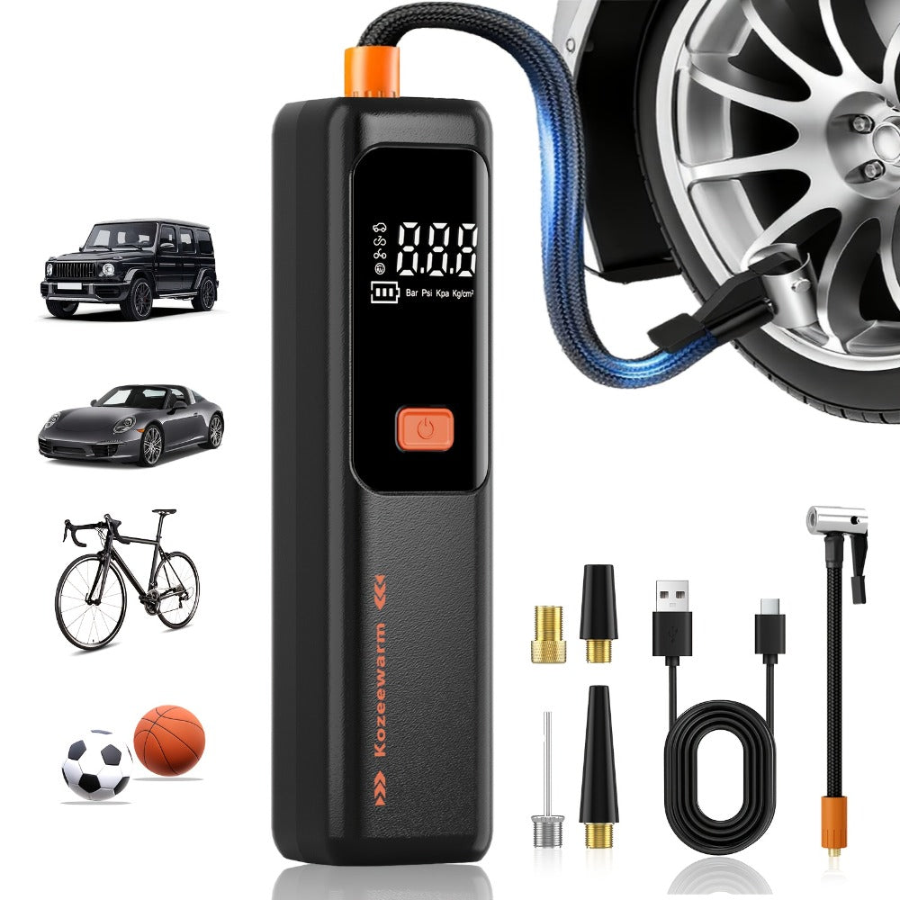 Cordless Tire Inflator Portable Air Compressor – USB-C Rechargeable, Digital Gauge, 3X Fast Inflation for Car Tires, Bikes