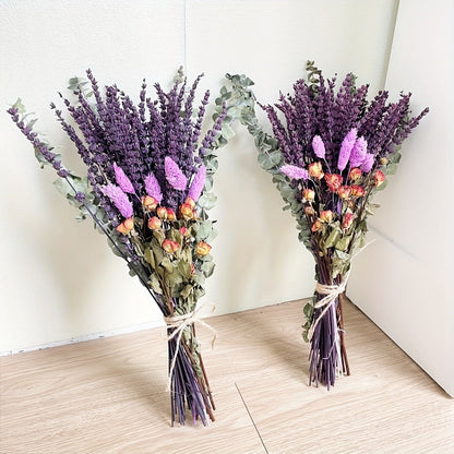 Mixed Lavender Bouquet with Eucalyptus, Dried Rose and Bunny Tails in Two Purple or Lilac Colorways