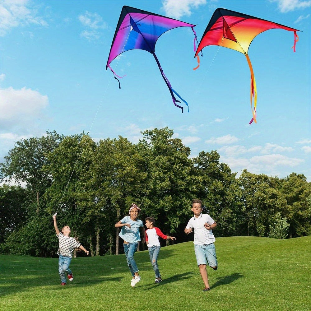Large Delta Kite 3 Pack for Kids & Adults, Gradient Easy-to-Fly Kites with 58-Inch Wingspan & 262.5 Ft String