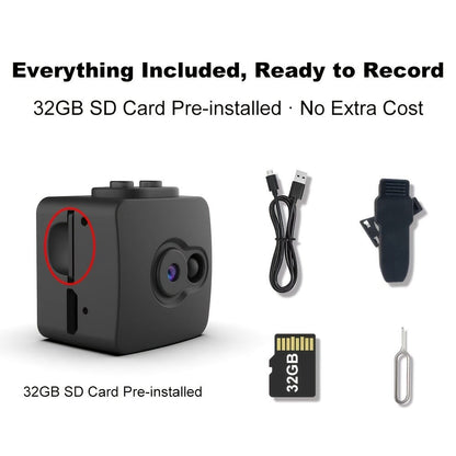 No WiFi Security Camera with SD Card Portable Rechargeable, Plug-and-Play Loop Recording for an Everyday Personal Care Routine